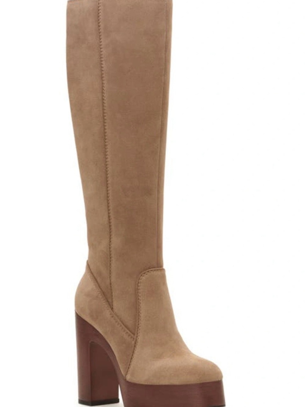 Vince Camuto Illishal Knee High Platform Boots Tan Suede
